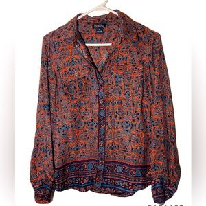LUCKY BRAND Paisley women’s 100% silk XS button down